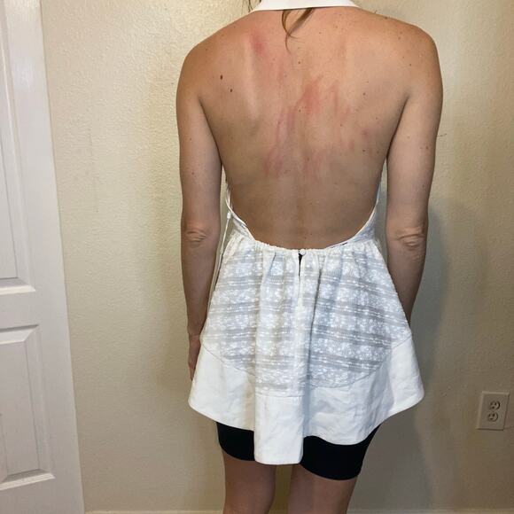 C/MEO Collective White High Neck Open Back Peplum NWT - Picture 9 of 9